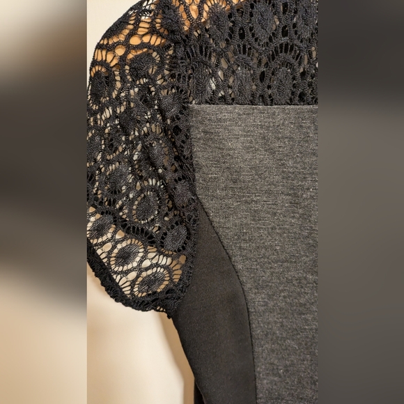 Black Lace Exposed Back Zipper Mini Sheath Dress - Small, EUC - Picture 6 of 8